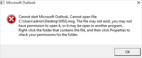error pop-up message