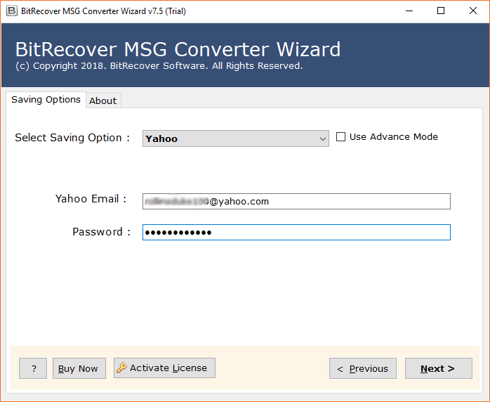 import MSG to Yahoo account
